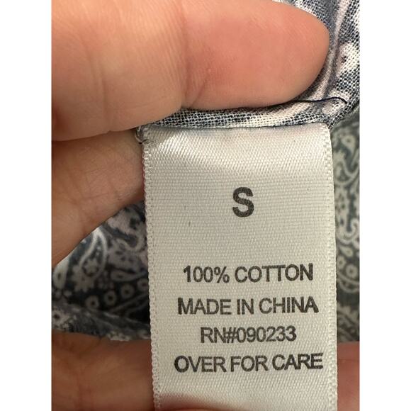 Pacsun blue white paisley print casual shirt size Small - Picture 4 of 8